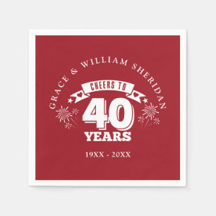 Serviette En Papier Salutations au 40e anniversaire du Mariage de Ruby