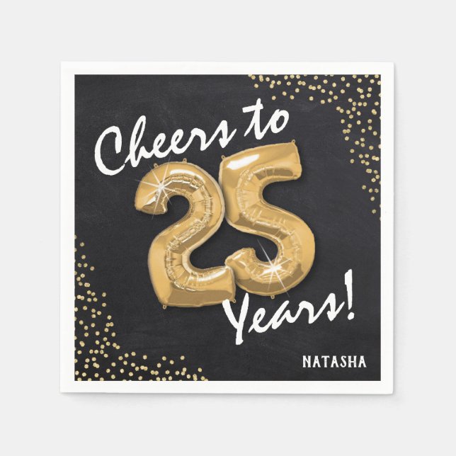 Serviette En Papier Salutations aux 25 ans ! Anniversaire 25 ans (Devant)