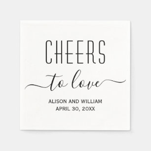 Serviette En Papier Salutations d'amour mariage moderne et élégant