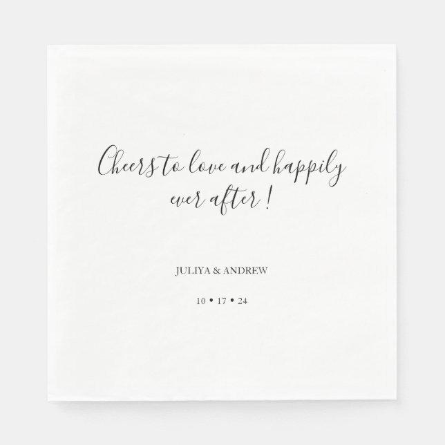 Serviette En Papier Salutations d'amour serviettes mariages minimalist (Devant)