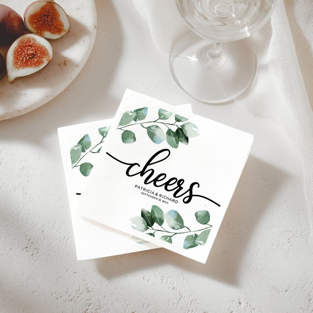 Serviette En Papier Salutations - Mariage de calligraphie Eucalyptus (Créateur téléchargé)