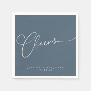 Serviette En Papier Salutations Minimal Bleu foncé Script personnalisé