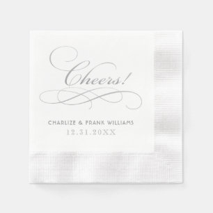 Serviette En Papier Salutations Silver Grey Calligraphie Personnalisée