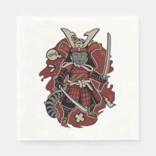 Serviette En Papier Samouraï Chat Armuré