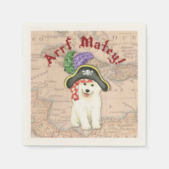 Serviette En Papier Samoyed Pirate (Devant)