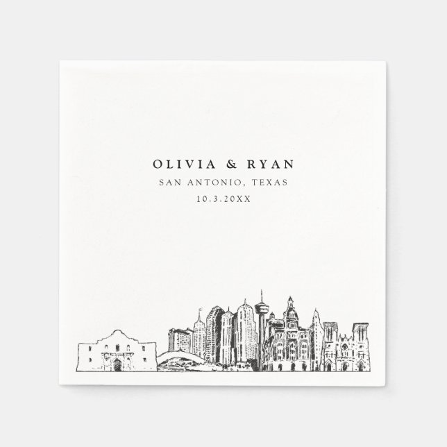 Serviette En Papier San Antonio Texas Mariage Paper Cocktail Napkin (Devant)