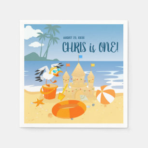 Serviette En Papier Sand château plage amusant bébé garçon fête d'anni