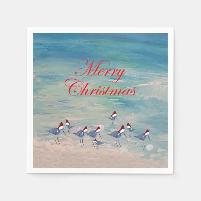 Serviette En Papier Sandpipers Noël Vacances serviettes (Devant)