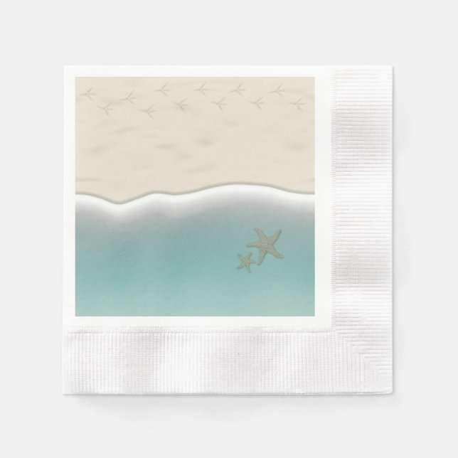 Serviette En Papier Sandy Beach Bird Empreintes Papier Cocktail Servie (Devant)
