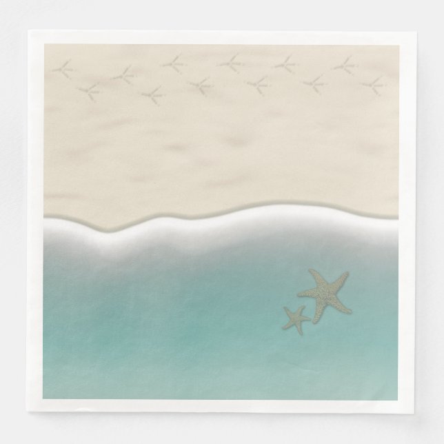 Serviette En Papier Sandy Beach Bird Empreintes Papier Dîner Serviette (Devant)