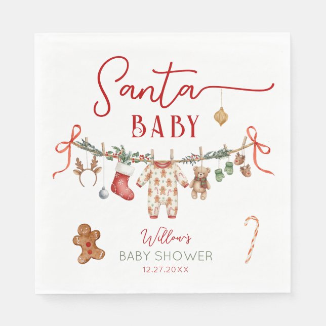 Serviette En Papier Sant Baby Clothesline Baby Shower Napkins (Devant)