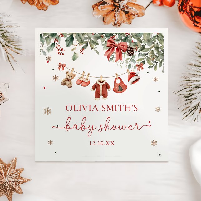 Serviette En Papier Santa Baby Winter Christmas Baby Shower Napkins (Créateur téléchargé)