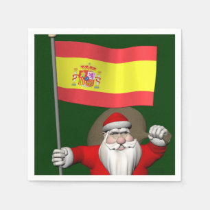 Serviette En Papier Santa Claus Avec L'Ensigne D'Espagne