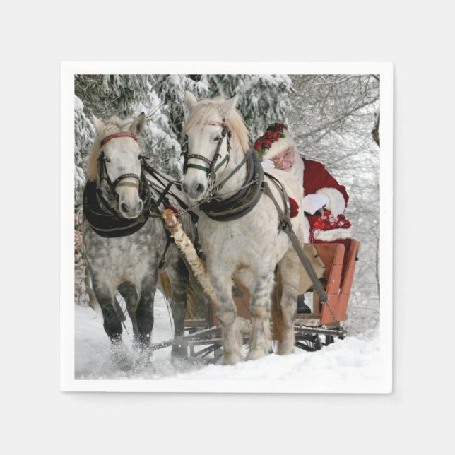 Serviette En Papier Santa Claus Carriage Noël (Devant)