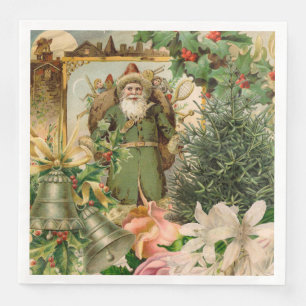 Serviette En Papier Santa Claus Noël Antiquité Belle Art