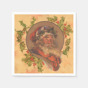 Serviette En Papier Santa Claus Noël Portrait Vintage