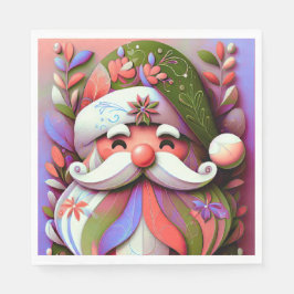 Serviette En Papier Santa Claus Noël rose violet vert