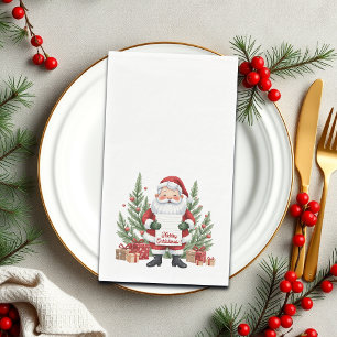 Serviette En Papier Santa Claus Wreath Winter Joyeux Noël