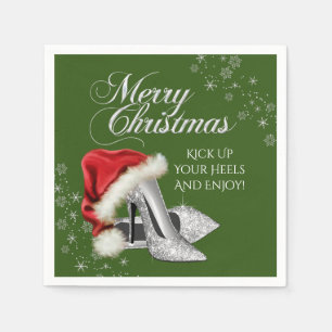 Serviette En Papier Santa Hat High Heel Chaussure Noël fête