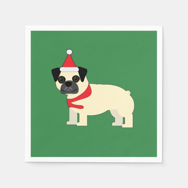 Serviette En Papier Santa Pug (Devant)