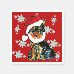 SERVIETTE EN PAPIER SANTA YORKIE
