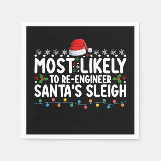 Serviette En Papier Santas Sleigh Noël, Ingénieur (Devant)