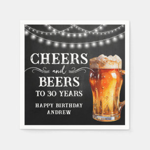 Serviette En Papier Santé et Bières 30e Anniversaire lumières Serviett