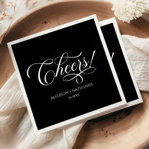 Serviette En Papier Santé! Mariage de script élégant minimaliste class