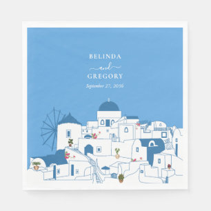 Serviette En Papier Santorin Destination Mariage de l'île grecque