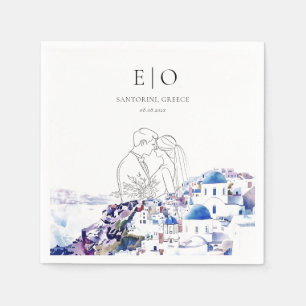 Serviette En Papier Santorin Grèce Mariage Destination été