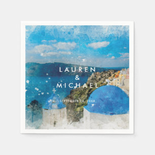 Serviette En Papier Santorini grèce mariage d'été serviettes
