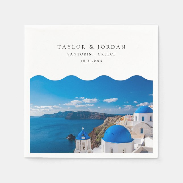 Serviette En Papier Santorini Mariage Custom Grèce Cocktail Napkin (Devant)