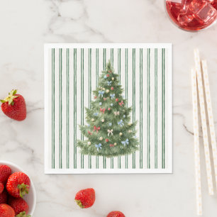 Serviette En Papier Sapin de Noël à rayures vertes