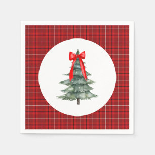 Serviette En Papier Sapin de Noël avec ruban et carreaux
