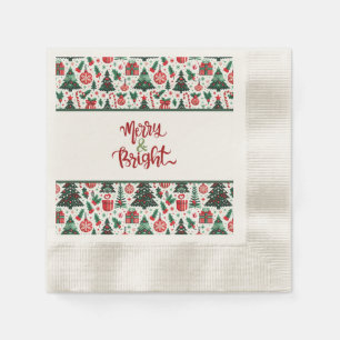 Serviette En Papier sapin de Noël, cadeaux, canne de bonbon