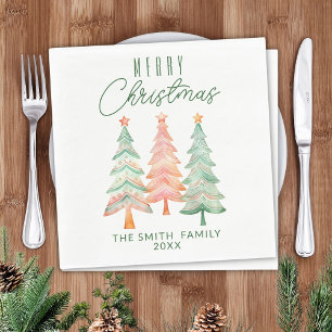 Serviette En Papier Sapins de Noël Fête Verte