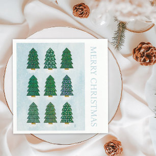 Serviette En Papier Sapins de Noël géométriques nordiques scandinaves