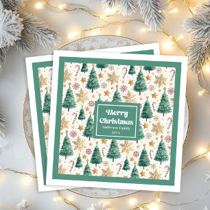 Serviette En Papier Sapins de Noël intemporels Serviettes de vacances