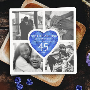 Serviette En Papier Sapphire 45ème mariage Anniversaire coeur bleu pho