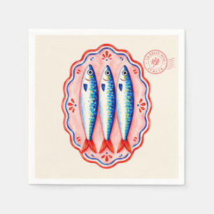 Serviette En Papier Sardine Social Club Fête d'été italienne 