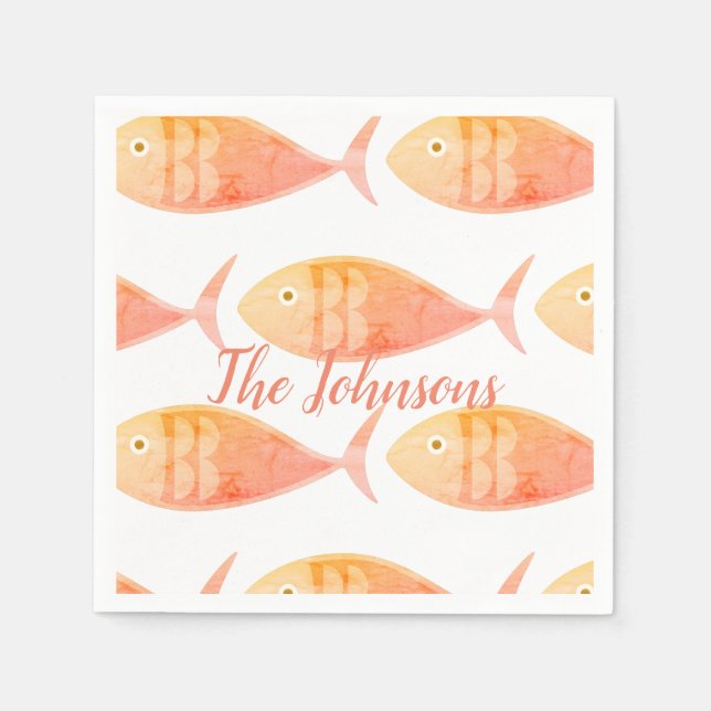 Serviette En Papier Saumon Fish Group Napkins (Devant)