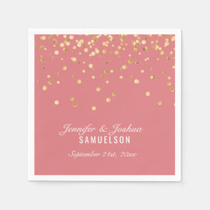 Serviette En Papier Saumon ROSE personnalisé Gold Confetti Mariage
