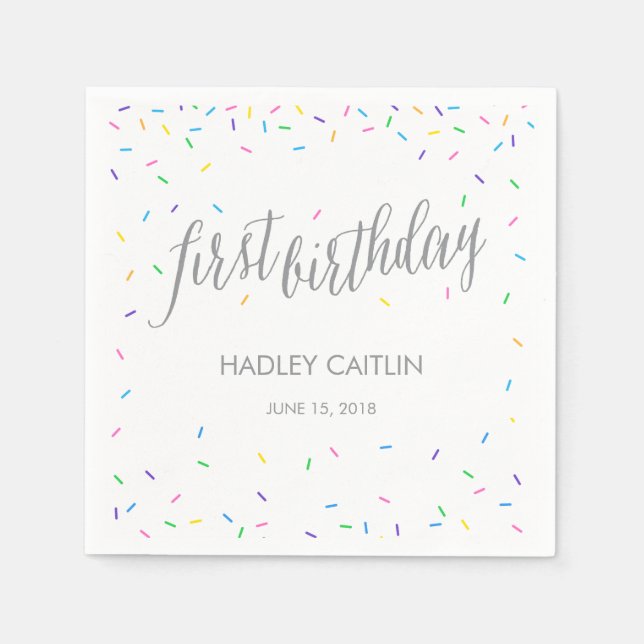 Serviette En Papier Saupoudrer Confetti 1er Anniversaire serviettes (Devant)