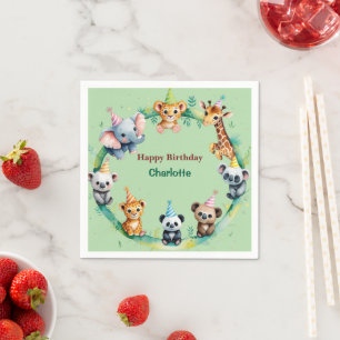 Serviette En Papier Sauvage Tropical Une Jungle Safari Animaux Anniver
