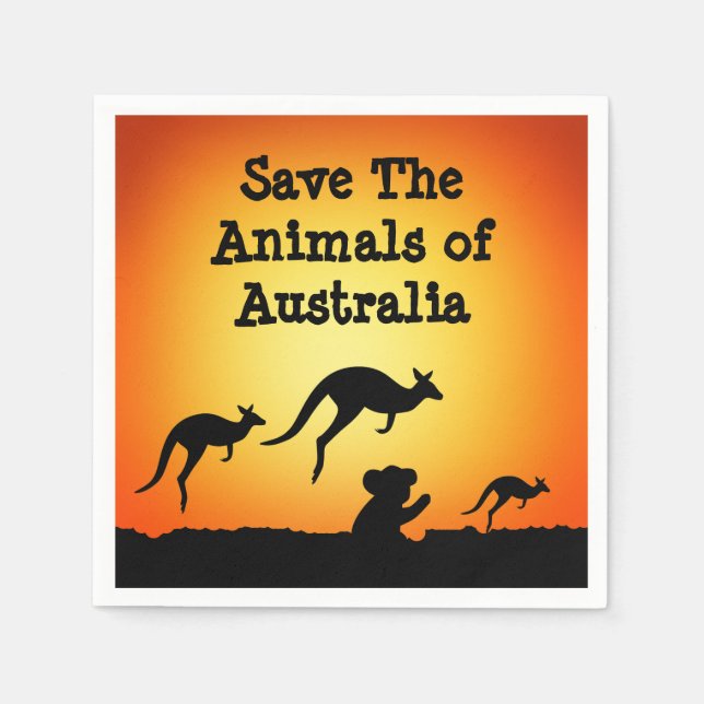 Serviette En Papier Sauvez les animaux d'Australie (Devant)