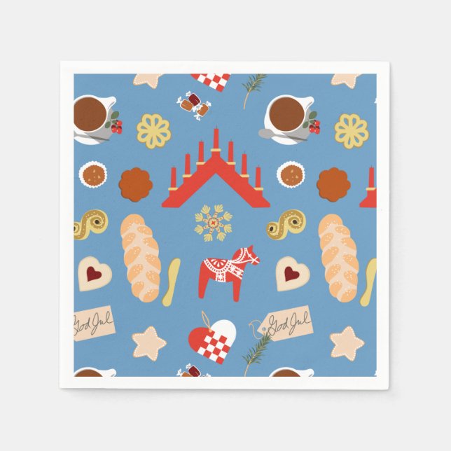 Serviette En Papier Scandinavie/Suédoise Jul Conception de pâtisseries (Devant)