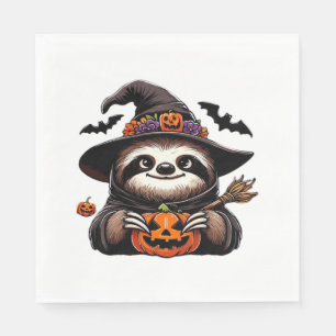 Serviette En Papier Scary Halloween Sloth Witch Costume Casquette Mer 