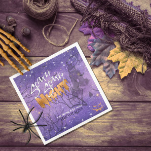 Serviette En Papier Scary Scary Night Halloween Purple ID946