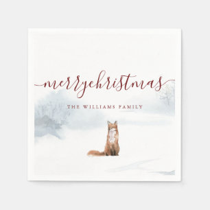Serviette En Papier Scénario Joyeux Noël Renard d'hiver Fêtes