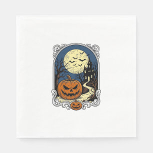 Serviette En Papier Scène de citrouille hantée Art vectoriel Halloween
